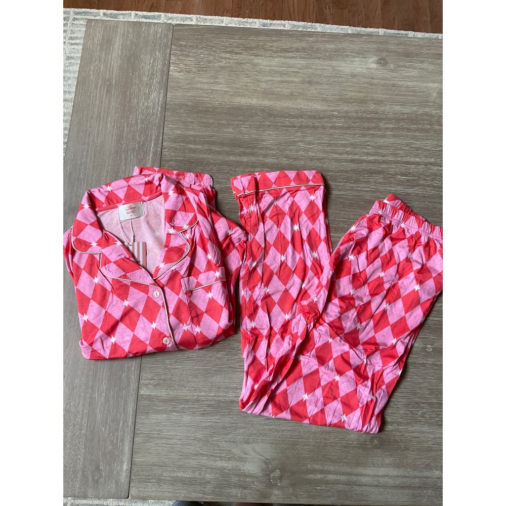 In My Sundays Argyle Pajama Set Pink Size Medium New With Tags - Picture 9 of 10